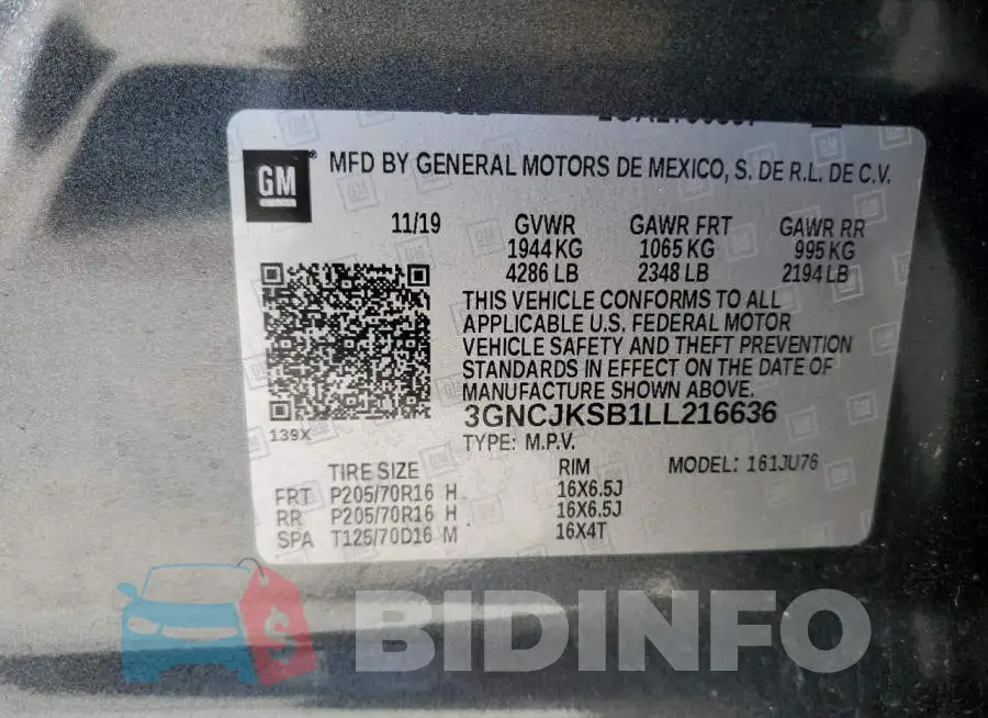 3GNCJKSB1LL216636 Photo# 13