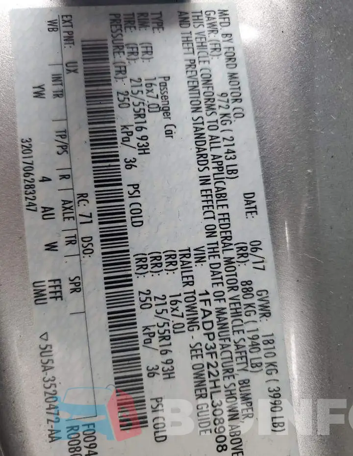 1FADP3F22HL308908 Photo# 12