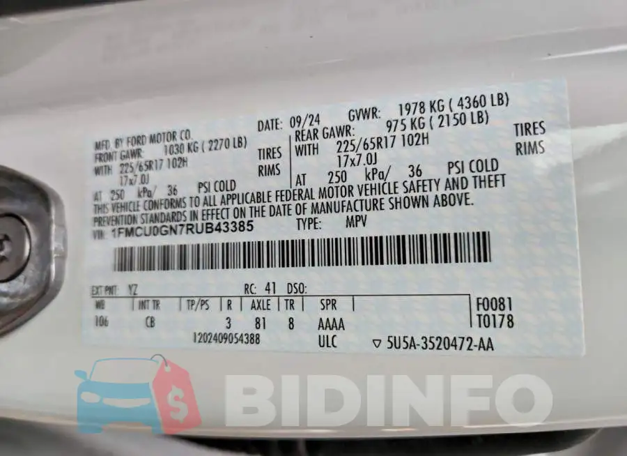 1FMCU0GN7RUB43385 Photo# 13