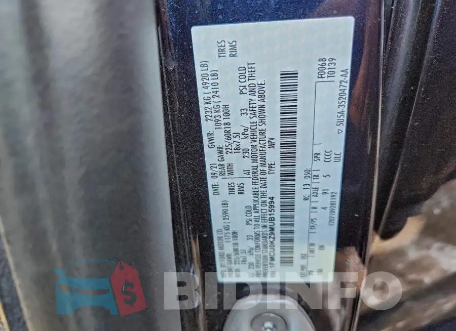 1FMCU0KZ9MUB15994 Photo# 14