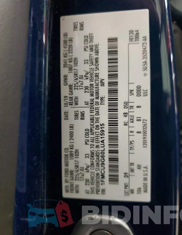 1FMCU9G60LUA15915 Photo# 14