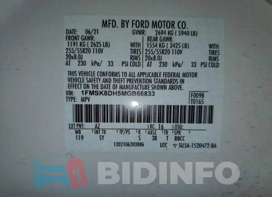 1FMSK8DH5MGB66833 Photo# 14