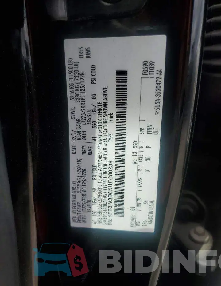 1FT8W3B6XHEC88239 Photo# 12