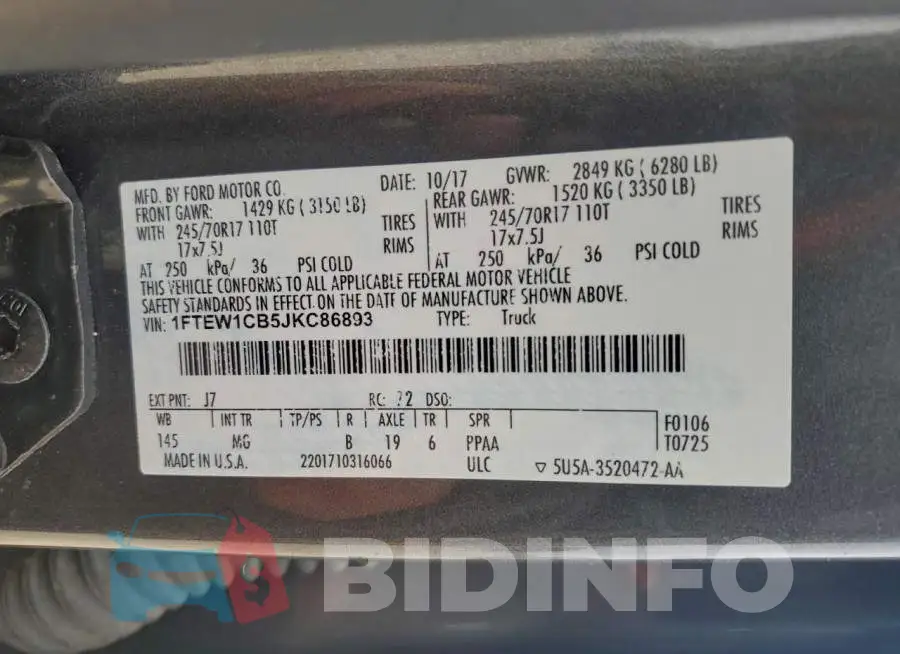 1FTEW1CB5JKC86893 Photo# 12