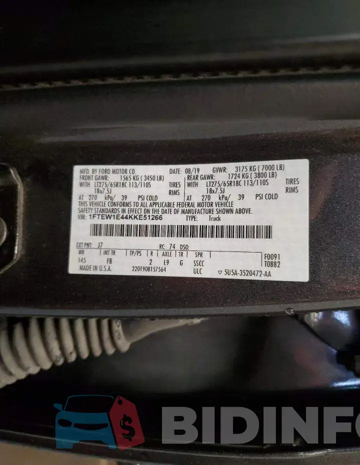 1FTEW1E44KKE51266 Photo# 13