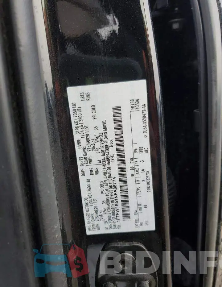 1FTFW1E51NFA88774 Photo# 12
