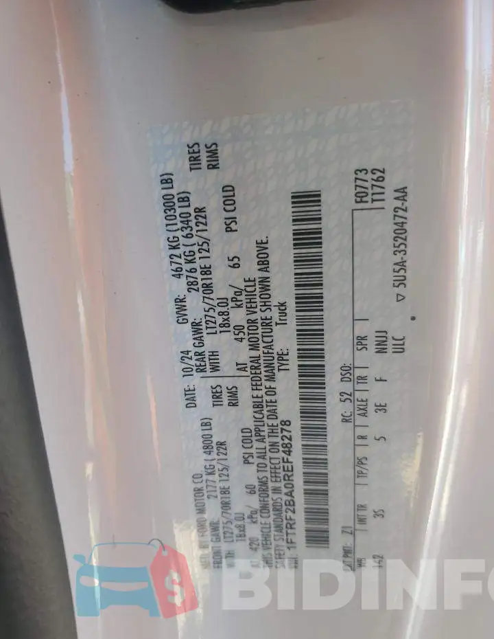 1FTRF2BA0REF48278 Photo# 12