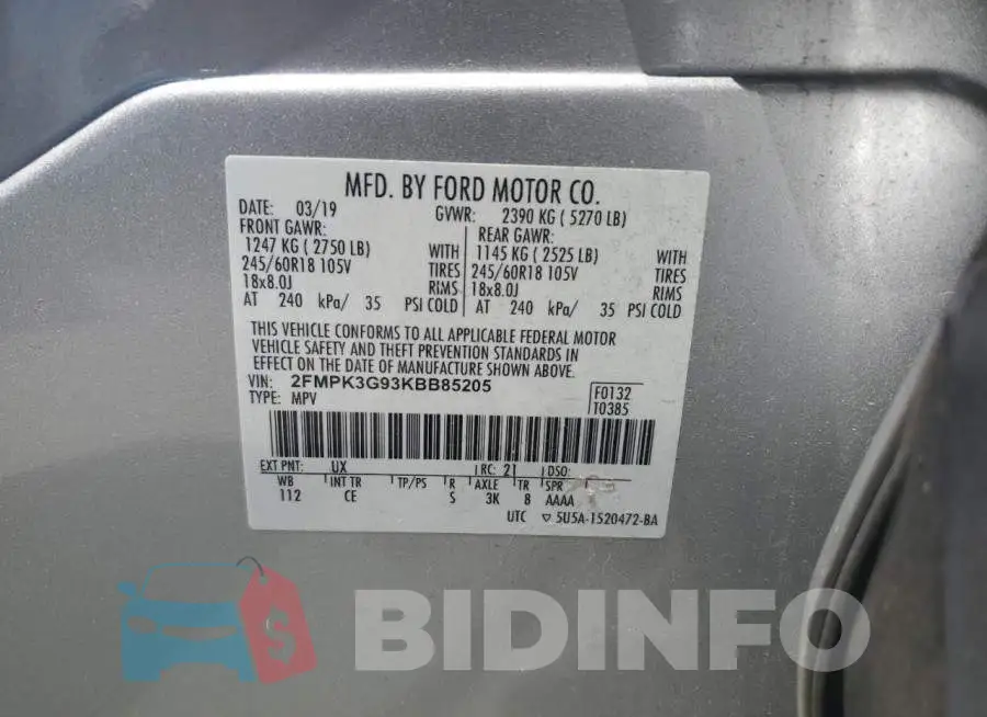 2FMPK3G93KBB85205 Photo# 13