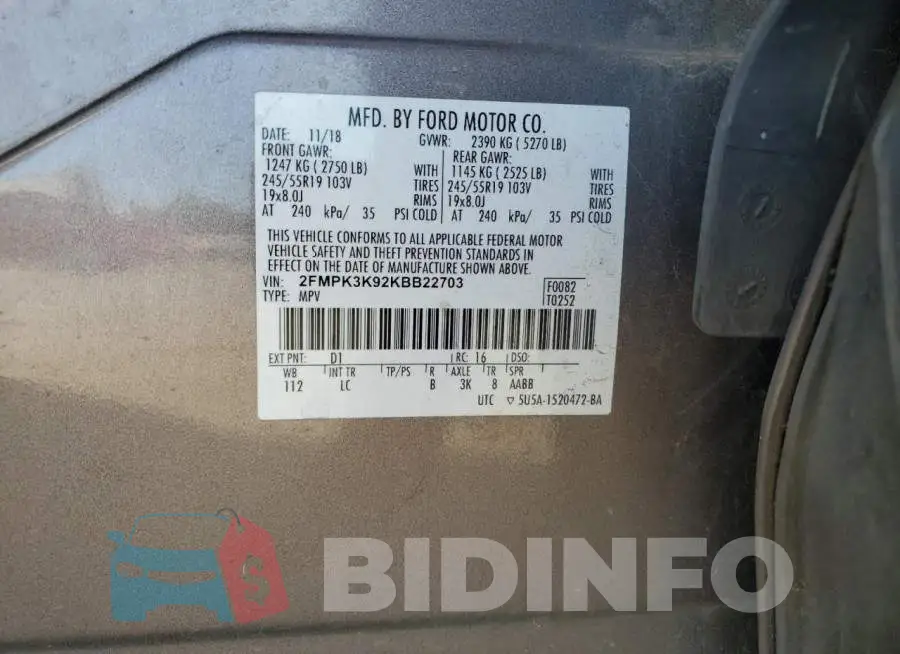2FMPK3K92KBB22703 Photo# 13