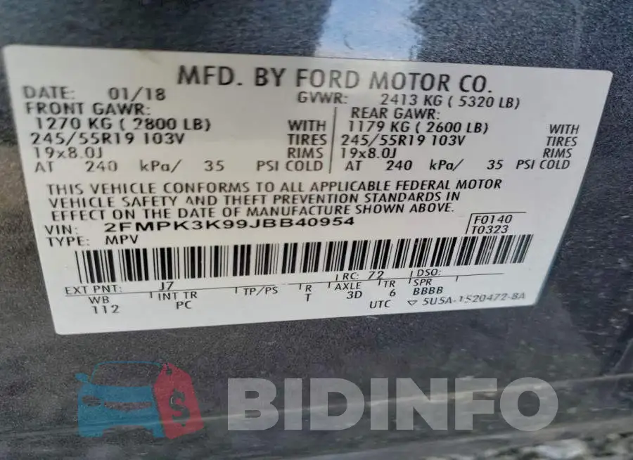 2FMPK3K99JBB40954 Photo# 12