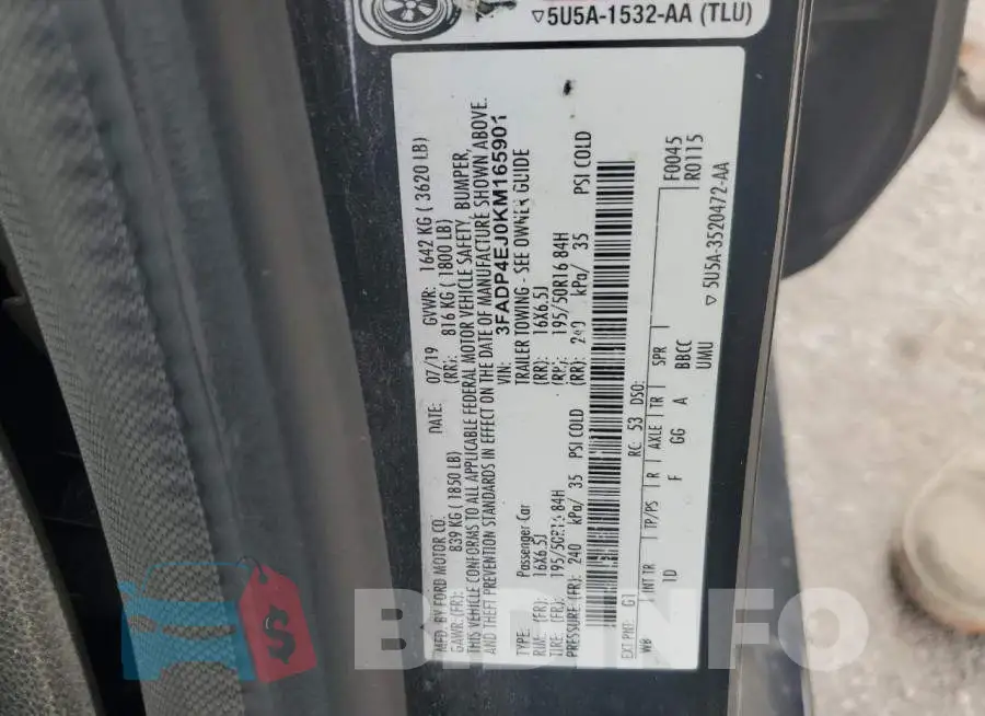 3FADP4EJ0KM165901 Photo# 13
