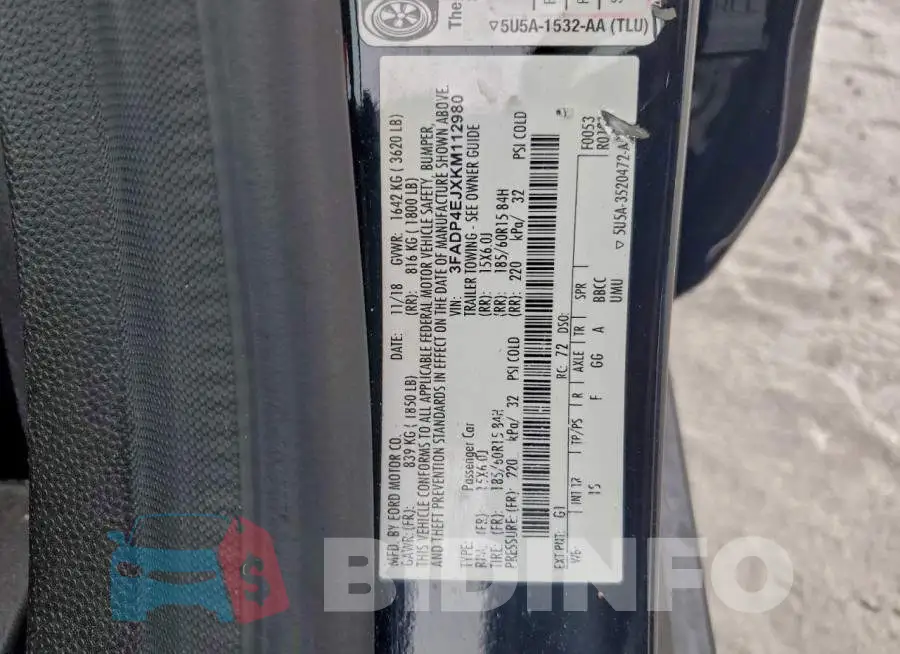 3FADP4EJXKM112980 Photo# 12