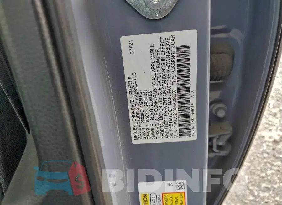 1HGCV2F90MA025336 Photo# 12