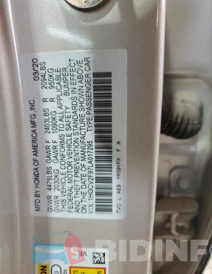1HGCV2F97LA017295 Photo# 13