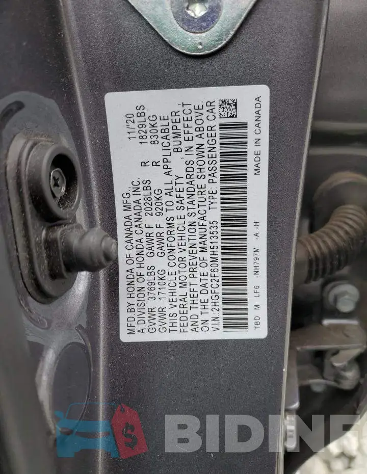 2HGFC2F60MH513535 Photo# 12