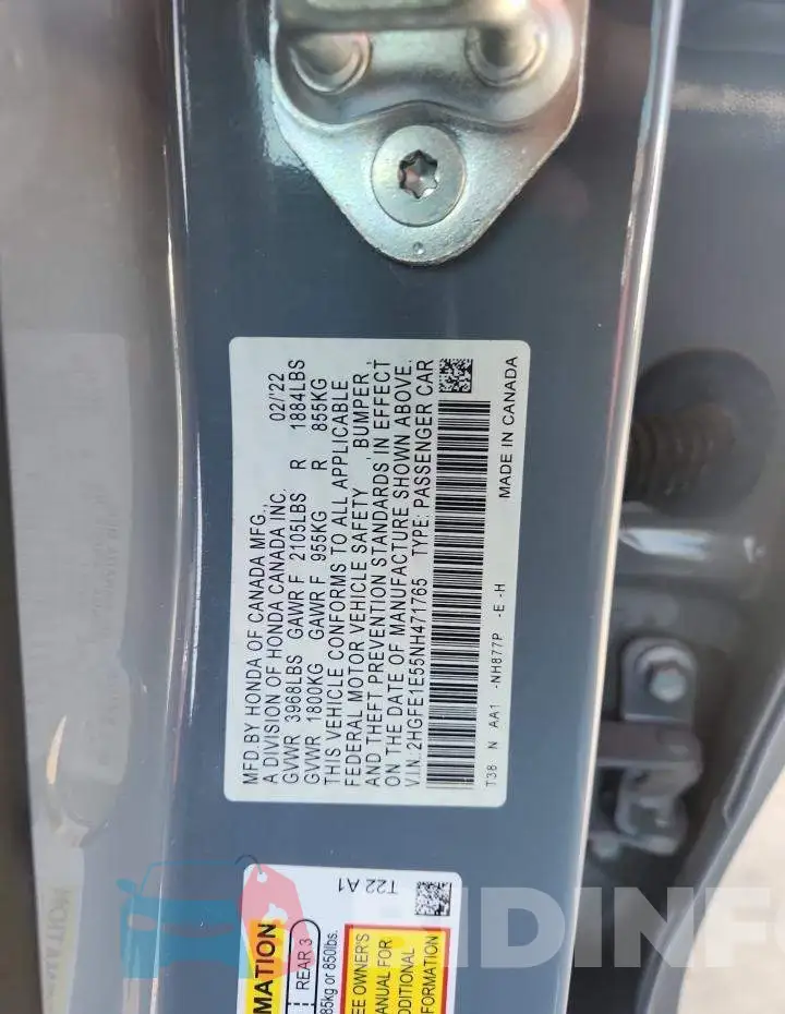 2HGFE1E55NH471765 Photo# 12
