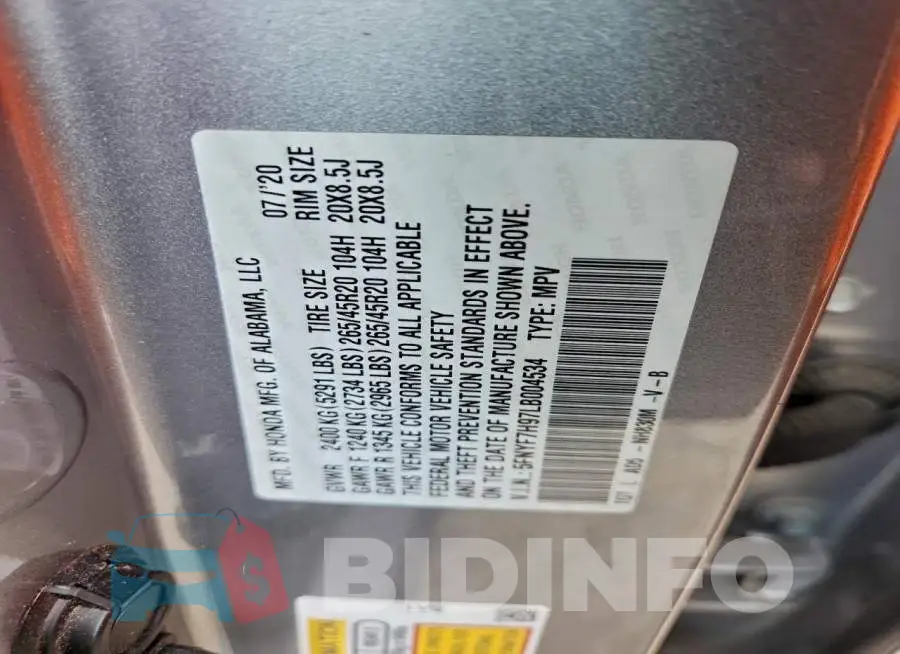 5FNYF7H97LB004534 Photo# 14