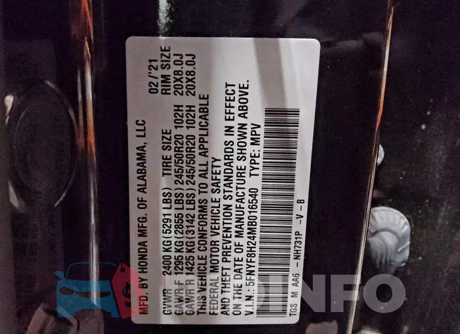5FNYF8H24MB016540 Photo# 13