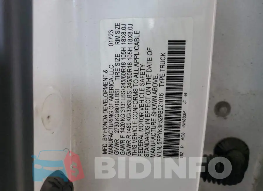 5FPYK3F52PB021016 Photo# 12