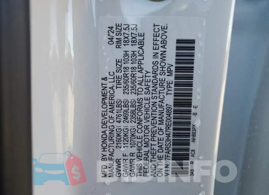 7FARS3H47RE004897 Photo# 14