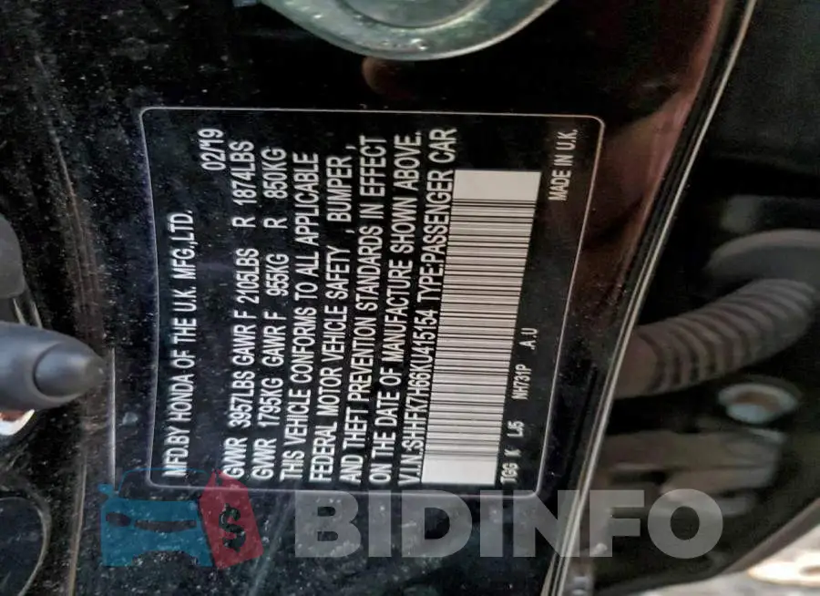 SHHFK7H66KU415154 Photo# 12