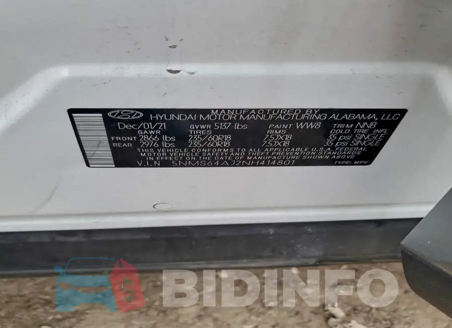 5NMS64AJ2NH414801 Photo# 13