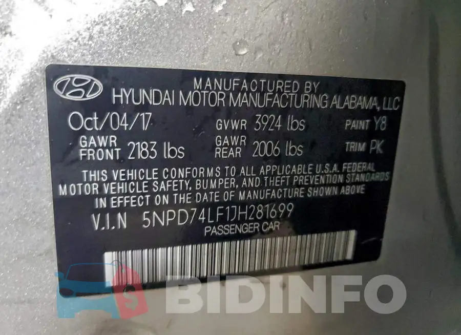 5NPD74LF1JH281699 Photo# 12