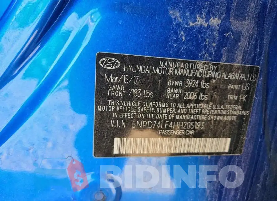 5NPD74LF4HH205193 Photo# 12