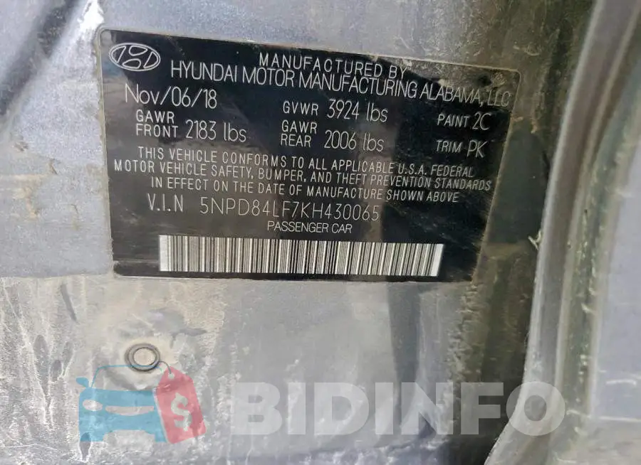 5NPD84LF7KH430065 Photo# 13