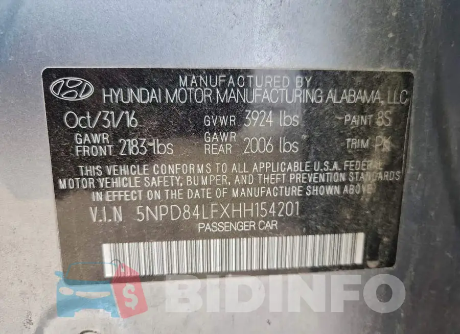 5NPD84LFXHH154201 Photo# 12
