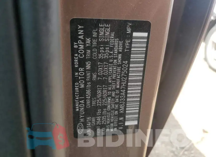 KM8J33A47HU275024 Photo# 13