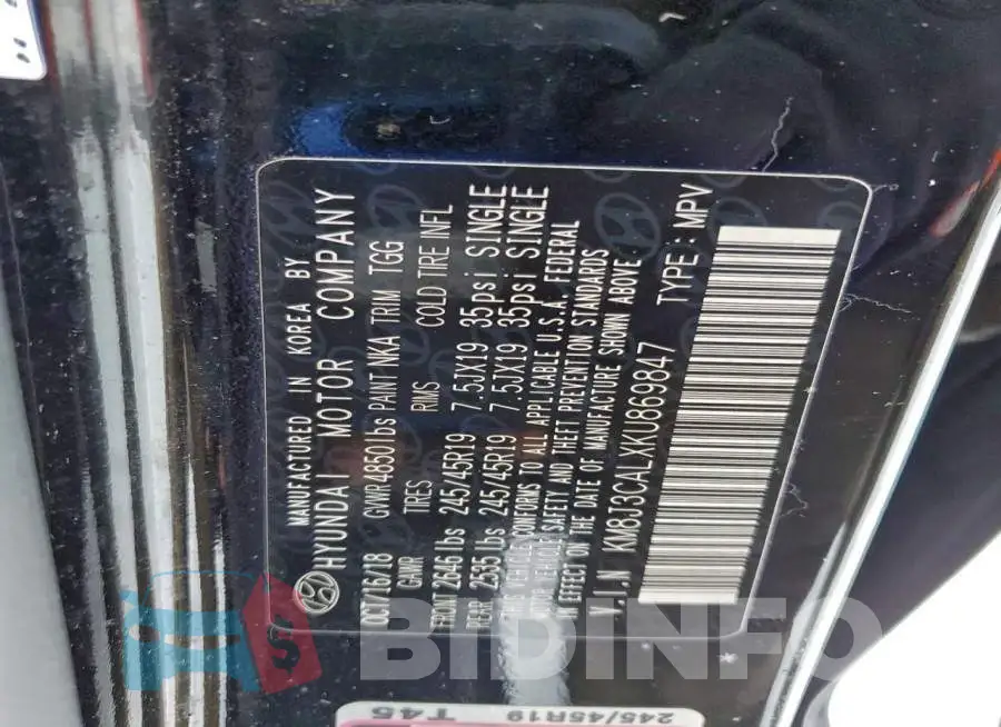 KM8J3CALXKU869847 Photo# 13