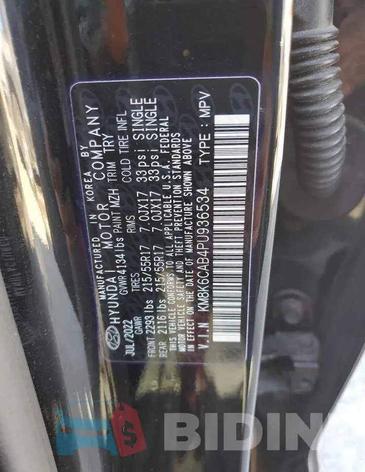 KM8K6CAB4PU936534 Photo# 13