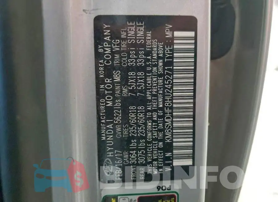 KM8SMDHF8HU245271 Photo# 13