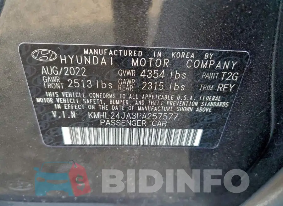 KMHL24JA3PA257577 Photo# 12