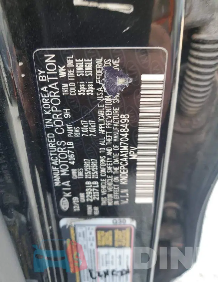 KNDEPCAA1M7048498 Photo# 14