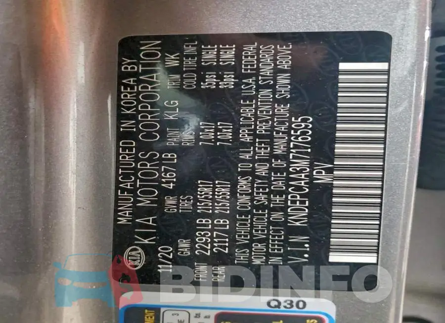 KNDEPCAA3M7176595 Photo# 14