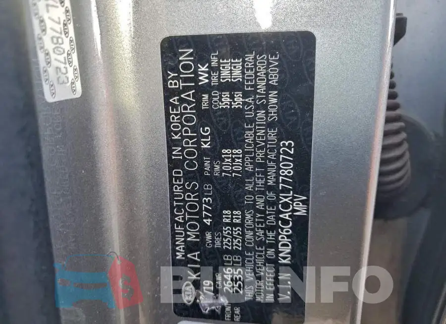 KNDP6CACXL7780723 Photo# 13