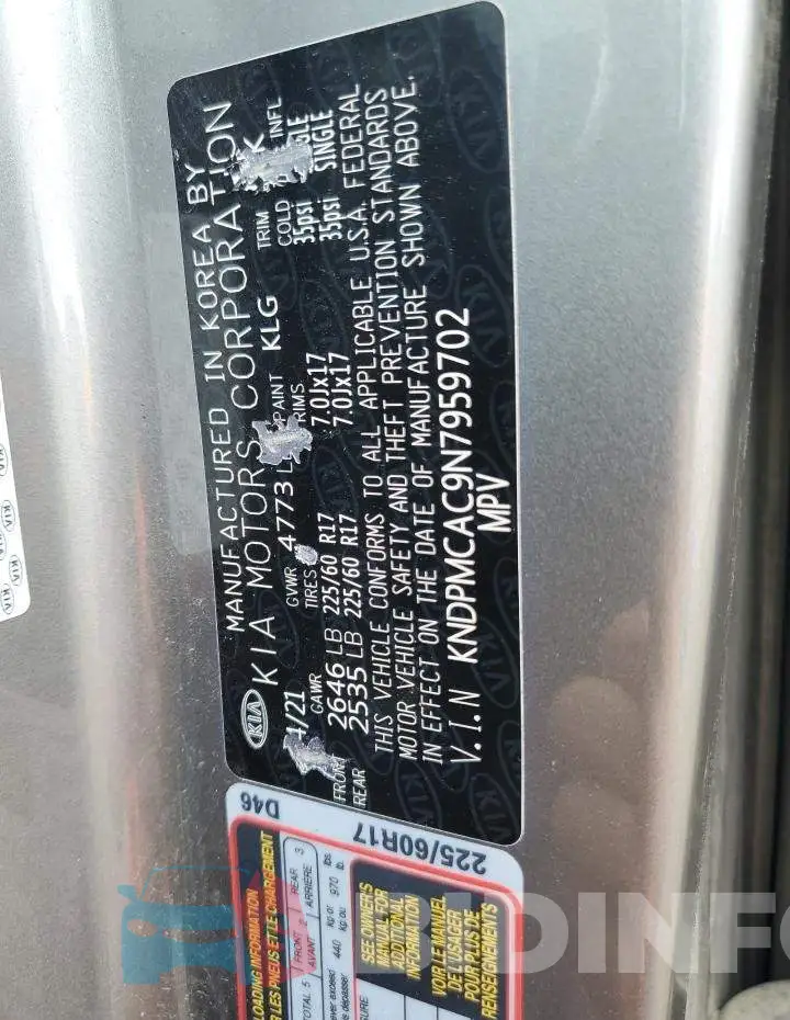 KNDPMCAC9N7959702 Photo# 14