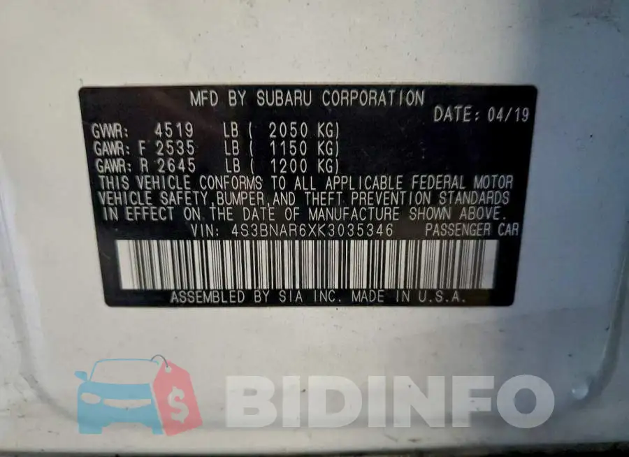 4S3BNAR6XK3035346 Photo# 13