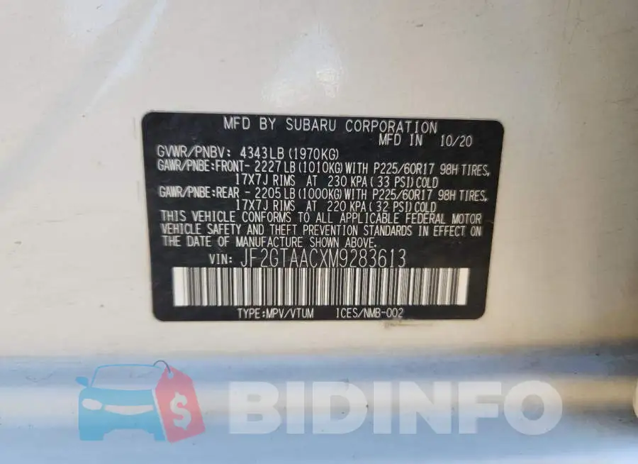 JF2GTAACXM9283613 Photo# 14