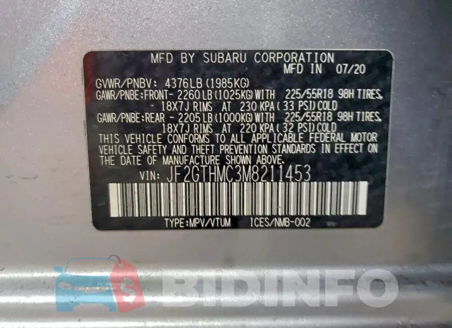 JF2GTHMC3M8211453 Photo# 12