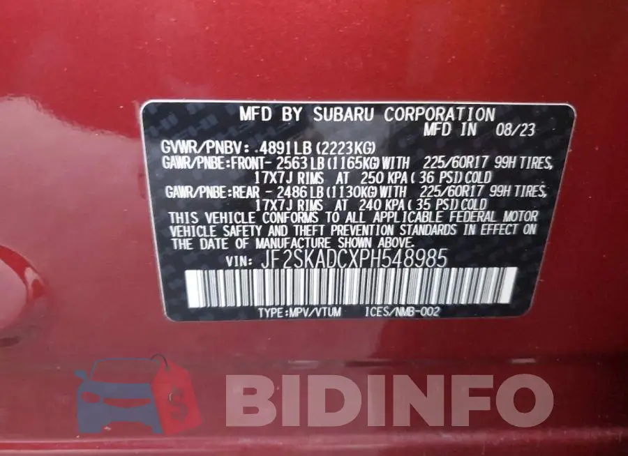 JF2SKADCXPH548985 Photo# 14