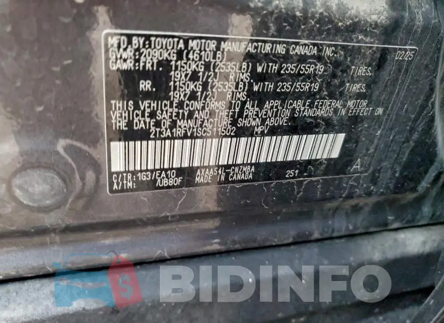 2T3A1RFV1SC511502 Photo# 13