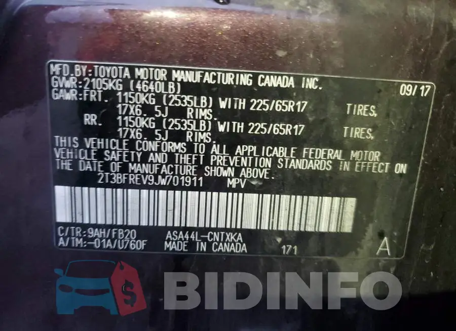 2T3BFREV9JW701911 Photo# 12