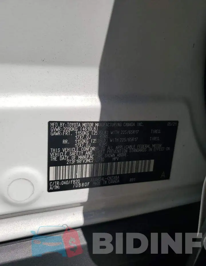 2T3F1RFV3MC210710 Photo# 12