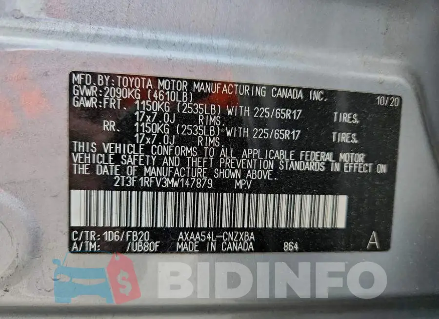 2T3F1RFV3MW147879 Photo# 13