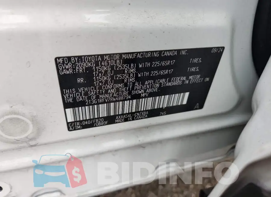2T3G1RFV7RW488794 Photo# 14