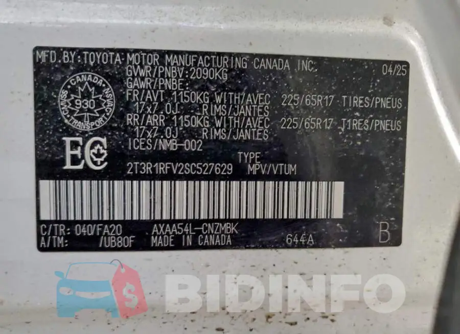 2T3R1RFV2SC527629 Photo# 13