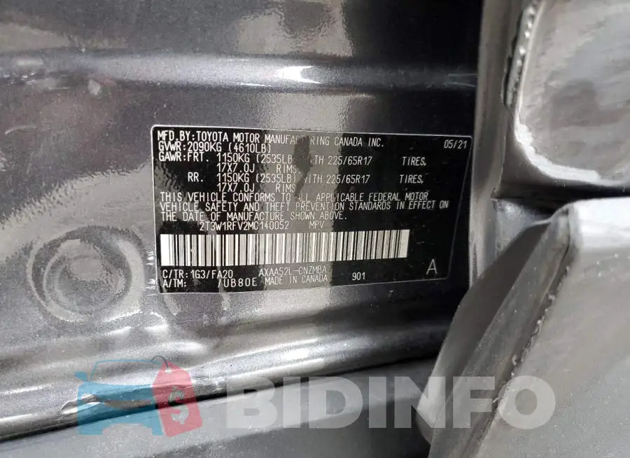 2T3W1RFV2MC140052 Photo# 13
